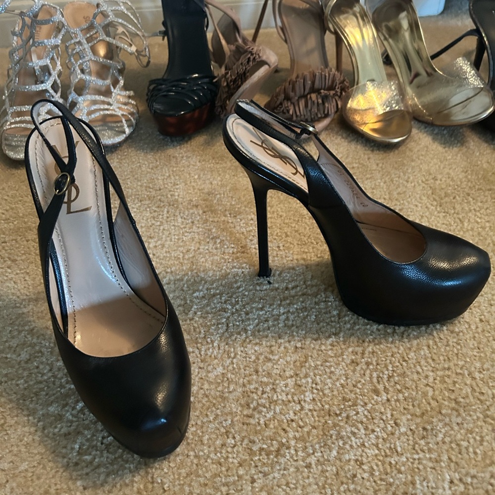 Saint Laurent YSL tribute sling back platform heels 40